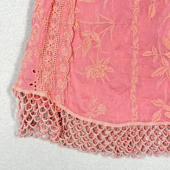 Johnny Was Top Womens Small Quynn Embroidered Floral Eyelet Crochet Tank Pink - Picture 3 of 15